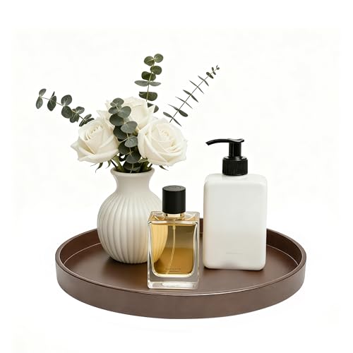 1 Pack 9" Bathroom and Vanity Tray, ABS Bathroom Counter Organizer, Coffee Table Decor for Perfume, Candles, Keys &More. Kitchen Countertop Organizer, Decorative Tray Soap Holder, Brown - color: Brown, size: 9"