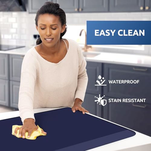KitchenClouds Kitchen Mat Cushioned Anti Fatigue Rug 20"x32" Water Resistant, Non Slip, Standing and Comfort Desk/Floor Mats for House Sink Office (Blue) - color: Blue, size: 32"L x 20"W x 0.8"Th