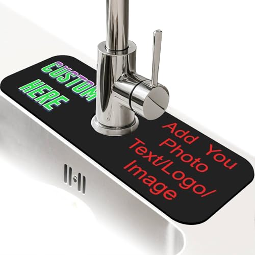 Customizable faucet absorbent mats, allowing you to add your own images, text, or logo. Suitable for kitchens, bathrooms, islands, and other applications. - color: Customize your Photos Lext Logo