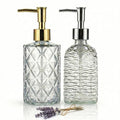 BOPPIE Ribbed Glass Soap Dispenser, Modern Countertop Hand & Dish Soap Dispenser for Bathroom/Kitchen, Refillable Liquid Soap Bottle with Rust Proof Pump Set of 2 (Clear Glass) - color: Clear Glass
