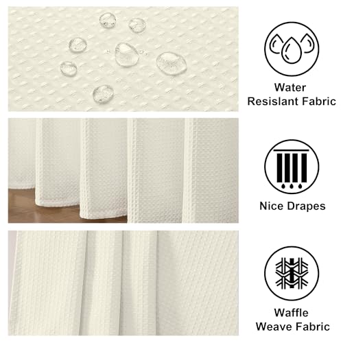 OWENIE Cream Waffle Weave Fabric Shower Curtain, Textured Heavy Cloth Shower Curtains for Bathroom, Water Repellent Soft Hotel Spa Luxury Elegant Bath Curtain, Machine Washable, Cream, 72x78 Inch - color: Cream, size: 72"W x 78"L (Pack of 1)