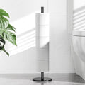Black Toilet Paper Holder Stand for Spare Rolls Storage, Stainless Steel Freestanding Toilet Paper Holder with Shelf Hold 5 Paper Rolls - color: Matte Black