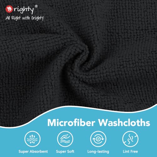 Orighty Wash Cloths, 10 Pack Face Towels, Soft Quick-Drying Washcloths, Multi-Purpose Microfiber Face Cloths for Bathroom, Gym, Spa, Hotel, Travel, 11.5"x11.5", Black - color: Black