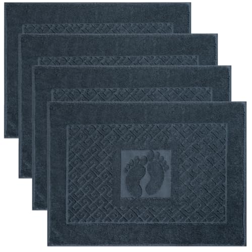 100% Turkish Cotton Bathroom Floor Towel, 4 Pack, Soft Bath Mat Towel, Quick-Drying, Machine Washable, Absorbent, Hotel & Spa Quality, 20x27.5 (4, Grey) - color: Grey, size: 4Pack