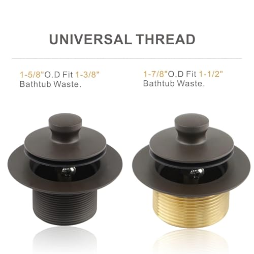 Wellup Tub Drain Bathtub Drain,2 Hole Overflow Trim Kit,Oil Rubbed Bronze | Lift & Turn Twist Tub Drain,Fits 1-3/8 1-1/2 Bathtub Drain,Solid Brass & Stainless Conversion Tub Drain Kit,Easy Install - color: Bronze, style: 2 Holes