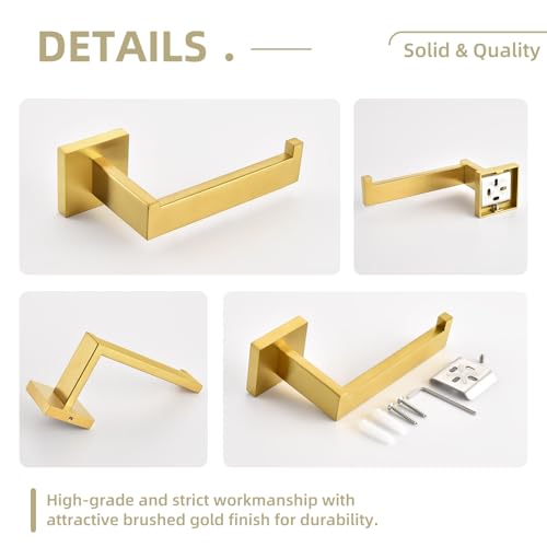 Toilet Paper Holder, Angle Simple SUS304 Stainless Steel Bathroom Tissue Holder, Open Arm Toilet Paper Roll Hanger Wall Mount, Brushed Dark Gold - color: Brushed Dark Gold