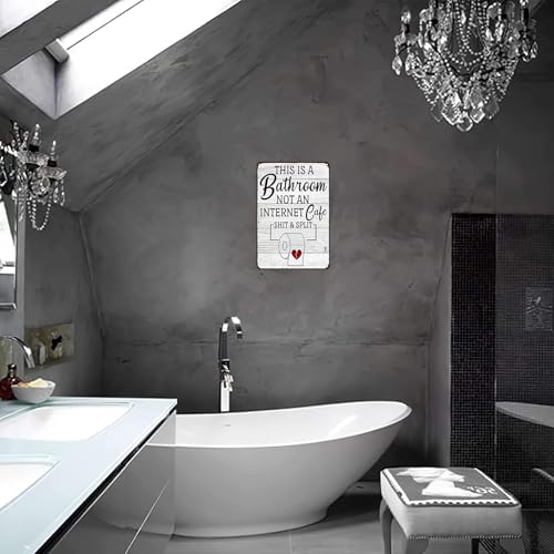Crazysign Funny Sarcastic Bathroom Toilet Decor Sign This Is A Bathroom Not An Internet Cafe Quotes Wall Art Vintage Tin Sign 8x12 Inches (3192) - color: Grey