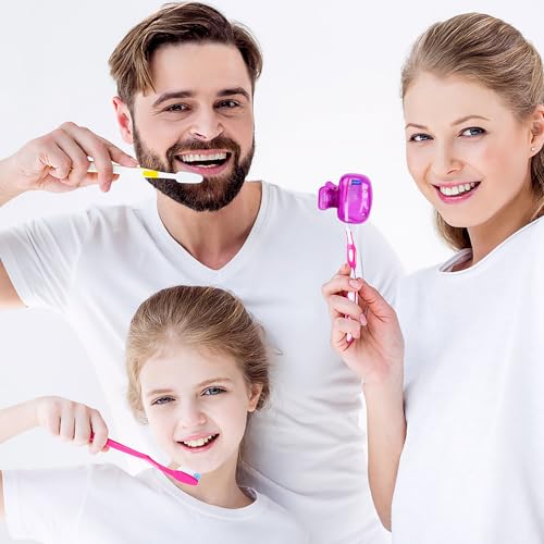 Hxezoc 4 Pack Toothbrush Covers Toothbrush Holders Toothbrush Protector Cap Brush Pod Case Protective Portable Plastic Clip for Household Travel, Camping, School, Bathroom, Business - color: Grey, Yellow, Purple, Pink