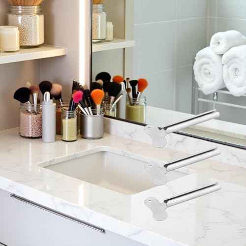 3 Pcs Silvery Metal Tube Squeezer Keys, Toothpaste Metal Hair Dye Color Key Roller Dispenser Tool Durable Processingl, Daily Living Tube Squeezing Aids