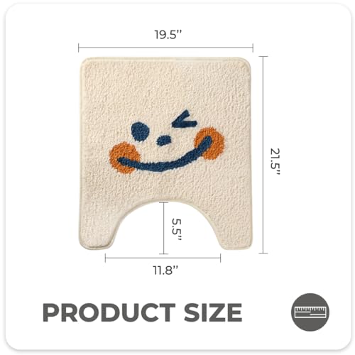 Cute Toilet Rug U Shaped, Microfiber Bathroom Toilet Rugs Non Slip Bath Mat Toliet Rug Machine Washable Absorbent Bathroom Rugs 20 x 22 Inches, Smile - color: Smile