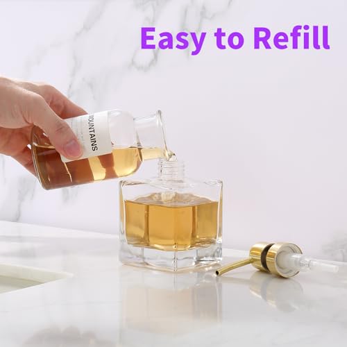 Square Bathroom Soap Dispenser Brushed Gold, Glass Bottles with Stainless Steel Pump 8.4 OZ Cube Liquid Soap Dispenser Hand Kitchen - color: Gold, size: 8.4oz-Square