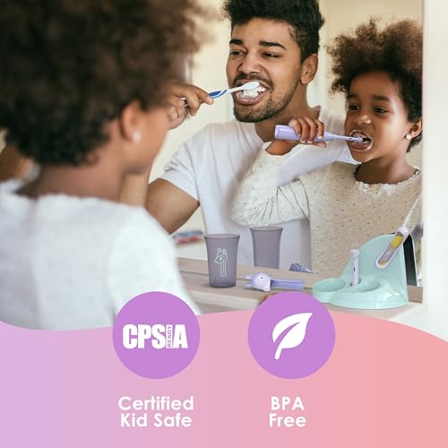 Brusheez Kids’ Electric Toothbrush Set - Safe & Effective for Ages 3+ - Parent Tested & Approved with Gentle Bristles, 2 Brush Heads, Rinse Cup, 2-Minute Timer, & Storage Base (Sparkle the Unicorn) - color: Sparkle the Unicorn