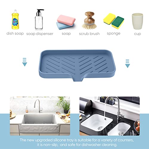 Silicone Sink Tray, Self-Draining Kitchen Soap Tray, Premium Silicone Soap Holder for Bathroom, Kitchen Counter Sink Caddy Organizer - color: Trcb