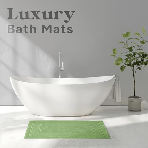 Avalon Towels Sage Green Bath Mat - 100% Cotton Set of 4 Absorbent Bathmat - Bathroom Mats Quick Dry Bath Mats for Bathrooms (22x34 Inches) - color: Sage Green, size: Pack of 4