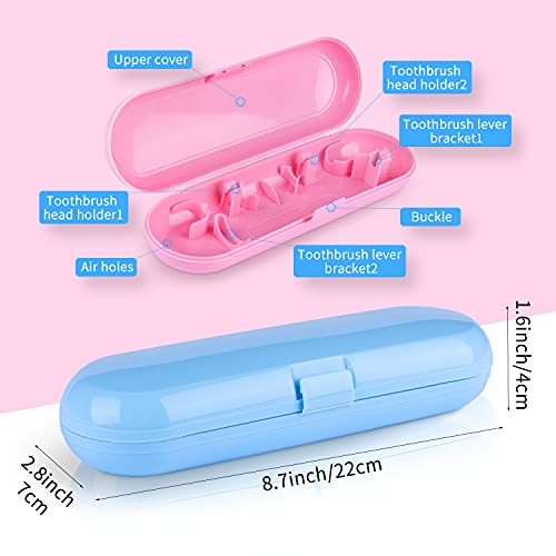 Fowecelt 2 Pack Electric Toothbrush Travel Case for Oral-B Pro and Other Electric Toothbrush, Portable Travel Toothbrush Holder(Blue & Pink) - color: Blue & Pink