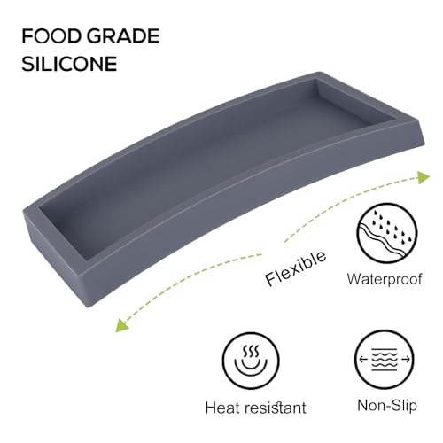Silicone Bathroom Vanity Tray Dish Soap Holder Sink Organizer, Grey | Small, Thickened Silicone, Easy to Clean, Waterproof, Non-Slip, for Countertop, Kitchen, Bedroom, Dresser - color: Gray, size: 7.9" x 4.0"