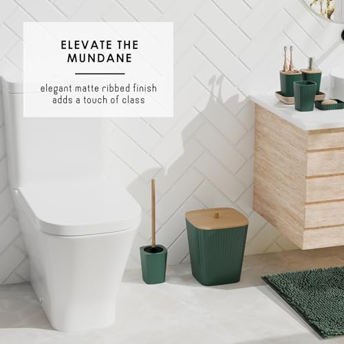 Clara Clark Bathroom Accessories Set - Bathroom Set, Bathroom Sets with Shower Curtain and Rugs, Shower Curtain Set with Bathroom Trash Can - Green - 22PC - color: Hunter Green, size: Complete Set + Bath Rugs