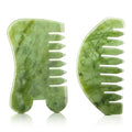 BBTO 2 Pcs Jade Comb for Scalp Massage Gua sha Comb for Head Body spa Hair Multifunctional Handheld Massage Tools(Round, Classic Style) - style: Round, Classic Style