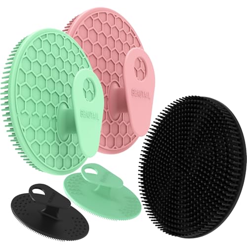 Silicone Body and Face Scrubber Set 5 Pack, BEAUTAIL Shower Bath Scrubber, Gentle Exfoliating Brush for Women Men Sensitive Skin, More Hygienic Than Traditional Loofah, Long Lasting, Black+Pink+Green - color: Black+pink+green