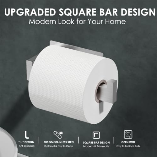 Auxmir Toilet Paper Holder Self Adhesive, Premium Thicken SUS304 Stainless Steel Rustproof Toilet Roll Holder No Drilling, Wall Mount Toilet Tissue Holder for Bathroom Kitchen Washroom, Brushed Nickel - color: Toilet Paper Holder-silver