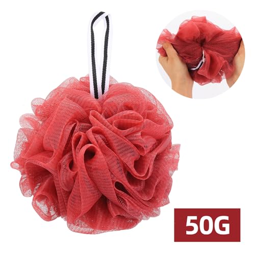 4 Pack Bath Sponge, Bath Shower Loofahs Mesh Pouf Sponge Body Scrubber Exfoliator Scrubber - 50g/Piece - color: Beige,blue,green,red - 4 Pcs