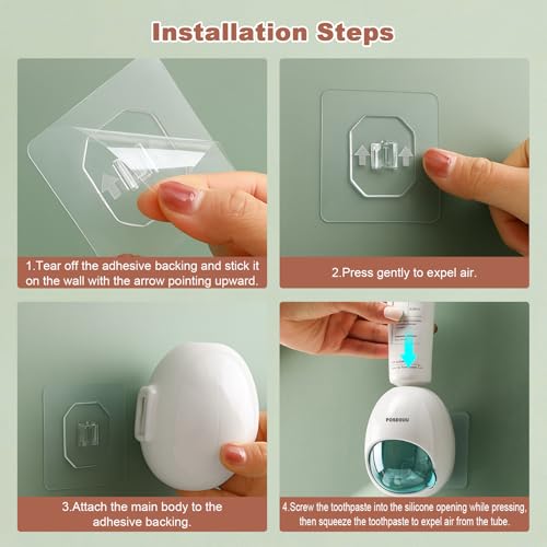 Toothpaste Dispenser Wall Mounted for Bathroom, Sapphire Blue | For Kids & Adults; Comes With Custom Cleaning Brush & 2 Heavy-Duty Adhesive Pads, Drill-Free Wall Mount Bathroom Accessory - color: Sapphire Blue