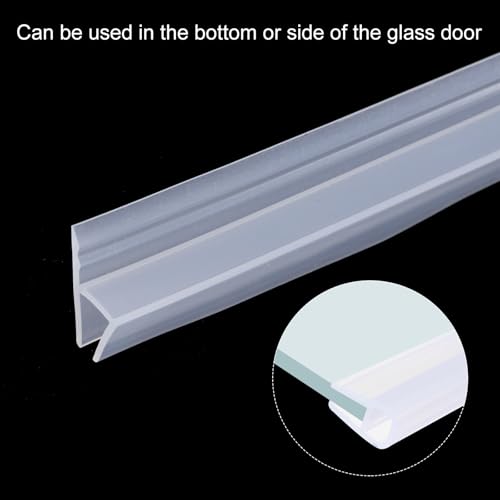 uxcell Shower Door Side Seal, H-Type Shower Door Sweep for 1/4" Glass 130" Long Silicone Frameless Glass Door Seal Strip, Stop Shower Leaks, Clear - size: 1/4" Glass 130" Long
