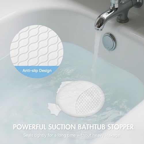 TRAPMATE Bathtub Drain Stopper, Patented 5.9" Suction Tub Plug Drain Cover for Shower, Bath, Kitchen Sink, 3 Pack, White - color: White