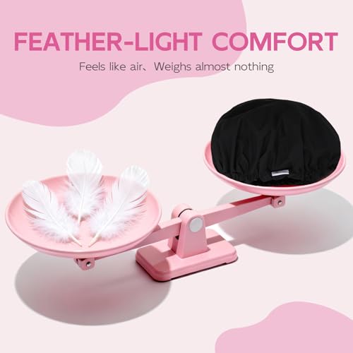 Years Calm Shower Cap for Women Waterproof Reusable – 27g Ultra Lightweight Double-Layer Shower Bonnet, Secure Fit for Long, Curly Hair, Travel & Spa (Black) - color: Black
