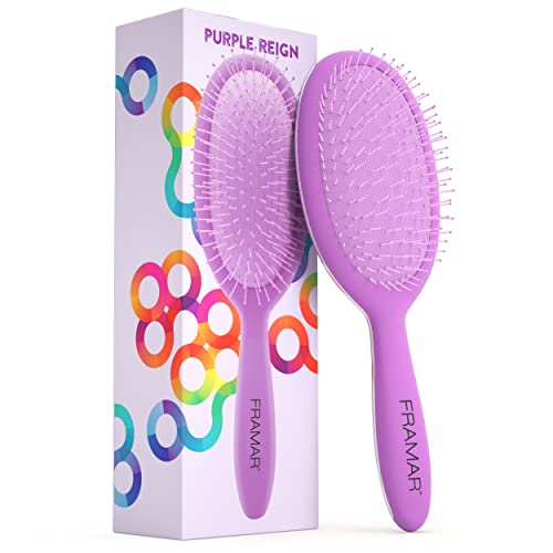 Framar Detangling Brush for Curly Hair – Hair Brushes for Women, Wet Hairbrush For Women, Hairbrushes, Purple Hair Brush Detangler, Reduces Breakage, Frizz and Static – Purple - color: Purple
