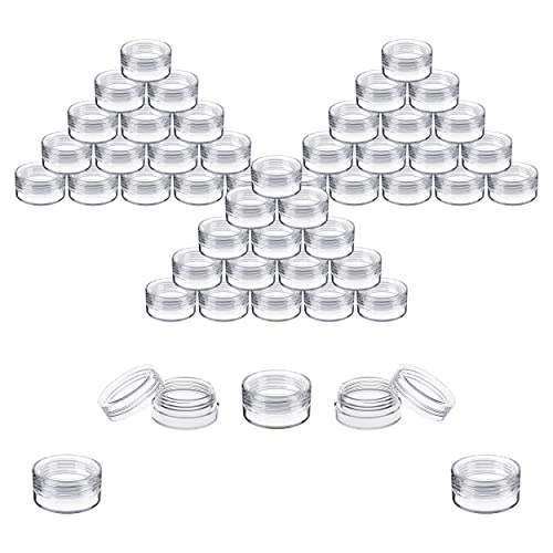 Houseables Sample Containers, Lip Balm Containers, Sample Jars, Mini Jars with Lids, Small, Empty, Makeup, Powder, Gloss, Cosmetic, Tiny, Chapstick, Dab, Wax, Scrub, Little, Clear Plastic 3 Gram, 50PK - color: Clear, size: 50 Pack
