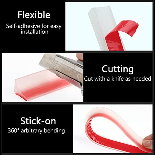 New Collapsible Shower Threshold Water Dam, Self Adhesive Silicone Waterproof Barrier Bathroom and Kitchen Water Strip Dam Shower Guard for Dry And Wet Separation Caulk Seal Strip Edge Trim(TM) - color: Transparent, style: 67Inch