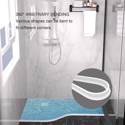 Water Dam for Sink Shower Tub Threshold Water Barrier Collapsible Water Stopper Barrier Water-Blocking Splash Guard Suitable (Heart - 1.97'' H - White, 78 Inch) - color: Heart - 1.97'' H - White, style: 78 Inch