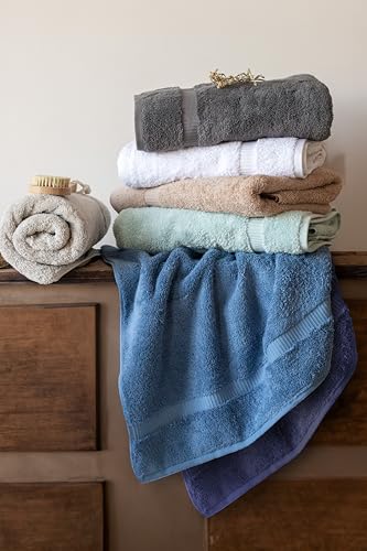 SALBAKOS 100% Turkish Cotton Bath Towels | 4 Piece Turkish Bath Towels Blue 27x54 in Standard Size | Premium Hotel Quality, Super Absorbent, Thick & Plush Turkish Bath Towel (Blue, 4 Bath Towels) - color: Blue, size: 4 Bath Towels