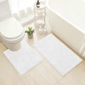 HOMEIDEAS Bathroom Rugs Set 2 Pieces, Ultra Soft Non Slip Absorbent Chenille Toilet Bath Mat Set (White) - color: White-white, size: 1'8" x 2'8" (U Shape 20"x24"+20"x32")