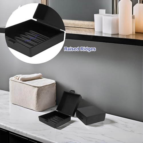 Soap Holder 2 Pack, Shower Bar Case Box Fit Dr Squatch, Waterproof Travel Container with Lid, Square Bathroom Soap Dish for Camping Gym Outdoor Traveling (Black) - color: Black