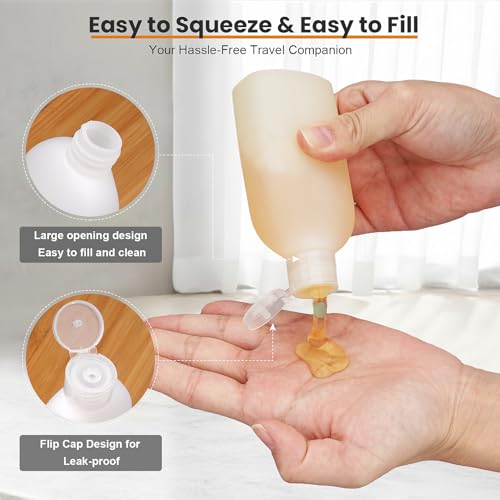 Cosywell Travel Bottles for Toiletries 5 Pack 3.4oz Pre-Printed Shampoo, Conditioner & Body Soap - Soft Touch HDPE Travel Size Containers TSA Approved Leak Proof Squeezable Toiletry Bottle(White) - color: White, style: A-3.4oz-white-3label2blank