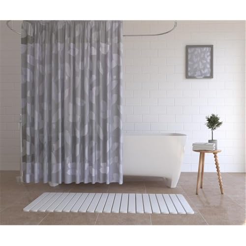 Pemberly Row 58x21 in Bath Mat, Diatomite Stone, Natural White Finish, Extra Large Quick-Drying Design, Highly Absorbent, Slatted Surface, Lightweight Bathroom Accessory for Shower or Bath Use