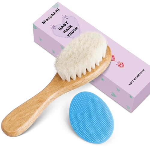 Baby Hair Brush, Mocokkiti Goat Bristles Brush and Baby Cradle Cap Brush Set for Cradle Cap Wood Bristle Brush for Newborns and Toddlers, Blue Silicone Brush (2PCS) - color: 2PCS (Blue Silicone Brush)