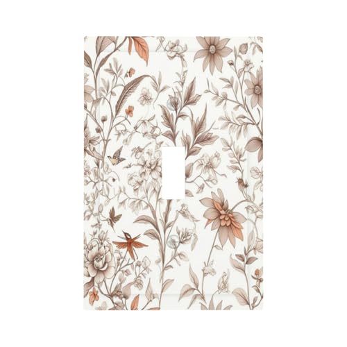 Light Switch Cover Plate Boho Floral Beige Flower And Leaf Botanical 1 Gang Single Toggle Decorative Switch Plates Wall Plates Electrical Faceplate for Bathroom Bedroom Decor - color: Boho Floral Beige Flower And Leaf Botanical, size: 1 Gang Single Toggle