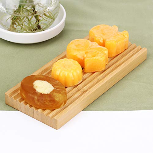 Bamboo Soap Dish, Bar Soap Holder for Shower Bathroom, Kitchen, Wooden Tray for Soap