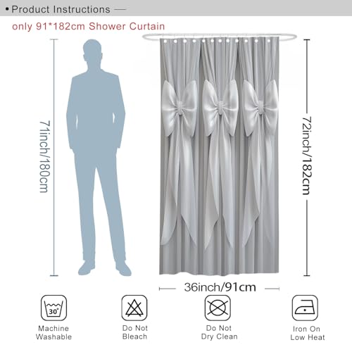 Bow Stall Shower Curtain, Elegant Modern Ribbon Curtain N/a Gray Waterproof Fabric Decorative Bathroom for Bathroom Bathtub Apartment Decor 36x72 Inch - size: 36"W x 72"L (Pack of 1)