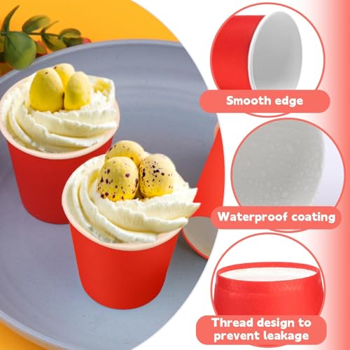 50 Pack 3 oz Paper Cups, Small Bathroom Cups Disposable Cups | Small Bathroom Cups, Mini Disposable Cup for Espresso Snack Bathroom, Party Travel Picnic BBQ - color: Red, size: 50 Count