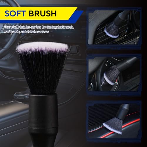4PCS Car Detailing Brush Kit - Ultra Soft Boars Hair Car Interior Detailing Brushes, Includes 4 Different Brushes, Multi-use for Cleaning Interior or Exterior - Perfect Car Accessory Gift - size: 4PCS-A