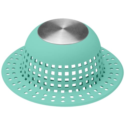 Aluvor Shower Drain Hair Catcher Bathtub Drain Cover Sink Drain Protector | Bathroom Sink & Bathtub Drain Strainer for Pop-Up & Regular Drains, Silver Aqua - color: Silver Aqua