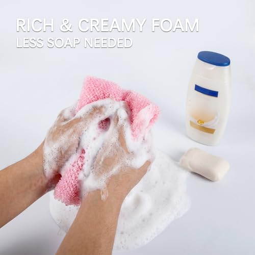 3 PCS African Exfoliating Net African Net Sponge,Exfoliating Body Scrubber Back Scrubber for Shower,Exfoliating Washcloth African Net Bath Sponge Exfoliating Net for Men Women Daily Shower Bathing - style: 3PCS Pink+White+Yellow