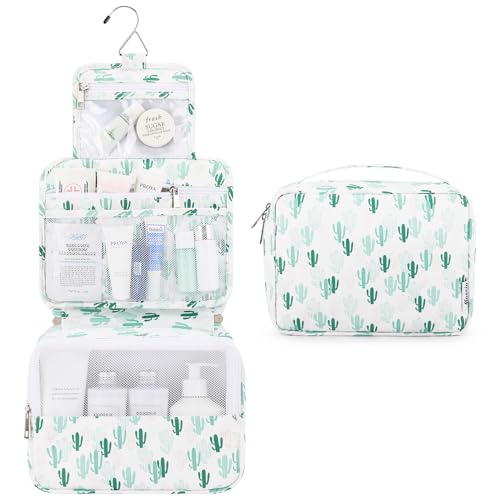 Mossio Hanging Toiletry Bag with Sturdy Hook - Large Portable Cosmetic Makeup Travel Organizer for Men & Women - color: Cactus