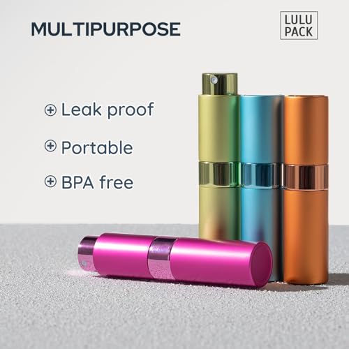 Lulupack Travel Perfume Bottle Refillable - Cologne Spray Atomizer Mini - Small Travel Size Sprayer Empty for Refill Sample Container - Portable Fragrance Decant Dispenser for Men Women 8ml 4PCS Pink - color: Rainbow Series