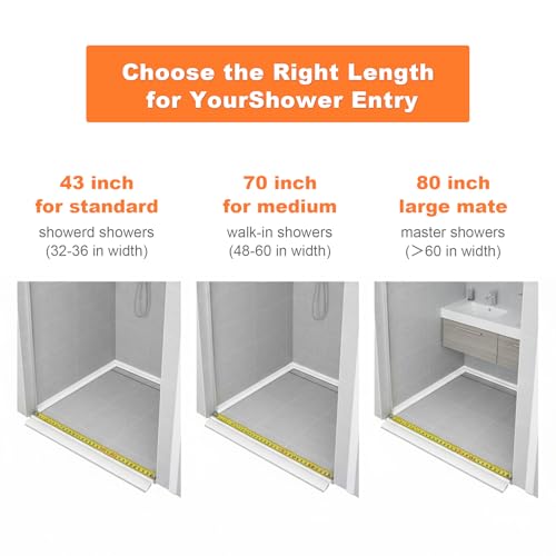 3.8'' High Shower Threshold Water Dam Collapsible Shower Water Splash Guard for Shower Water Blocker for Wet and Dry Separation Bathroom and Kitchen (80 Inch) - size: 80 Inch