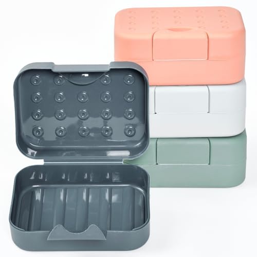 Okuna Outpost Bar Soap Travel Case - 4-Pack, Multicolor, 4.5 x 3.3 x 1.8 in - Snap-Close Portable Holder & Container - Travel Soap Case Pack for Camping & Gym